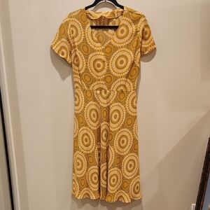 Yellow Patterned Women's Midi Dress